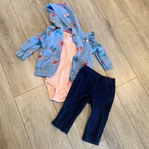 Carter’s Baby Girl Outfit Jacket Onesie Pants
